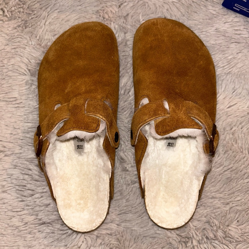 BIRKENSTOCK BOSTON SHEARLING CLOGS SIZE 38